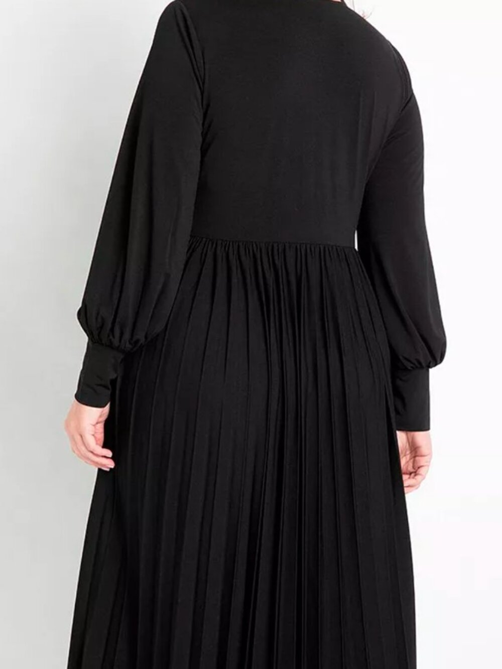ELOQUII Plus Size Knot Front Pleated Skirt Dress Black 16 - Picture 11 of 11